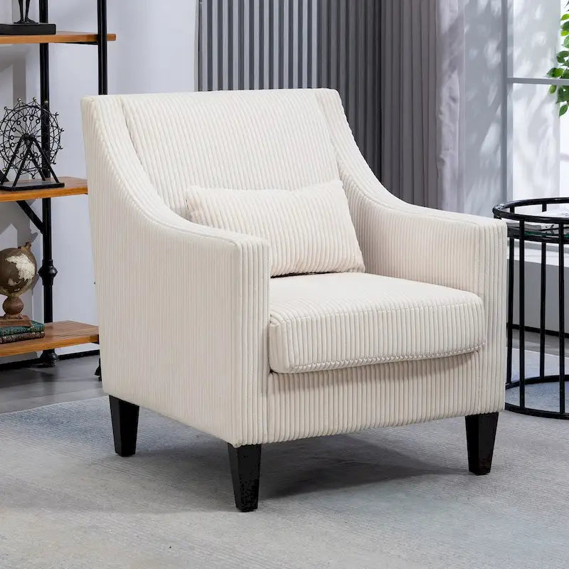 Fauteuil HOMEFUN en velours côtelé, style moderne du milieu du siècle, avec structure en bois, pour salon