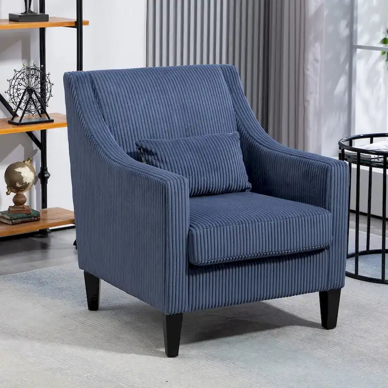 Fauteuil HOMEFUN en velours côtelé, style moderne du milieu du siècle, avec structure en bois, pour salon