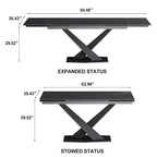 Ensemble de salle à manger 9 pièces, moderne et minimaliste, extensible, avec plateau en pierre frittée et 8 chaises en tissu (94,48 €).