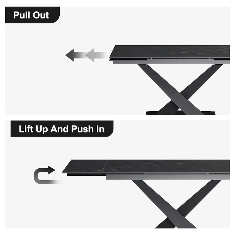 Ensemble de salle à manger 9 pièces, moderne et minimaliste, extensible, avec plateau en pierre frittée et 8 chaises en tissu (94,48 €).