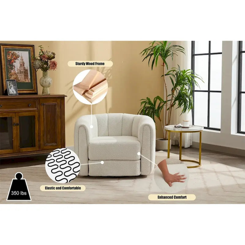 Fauteuil pivotant moderne rembourré en forme de tonneau