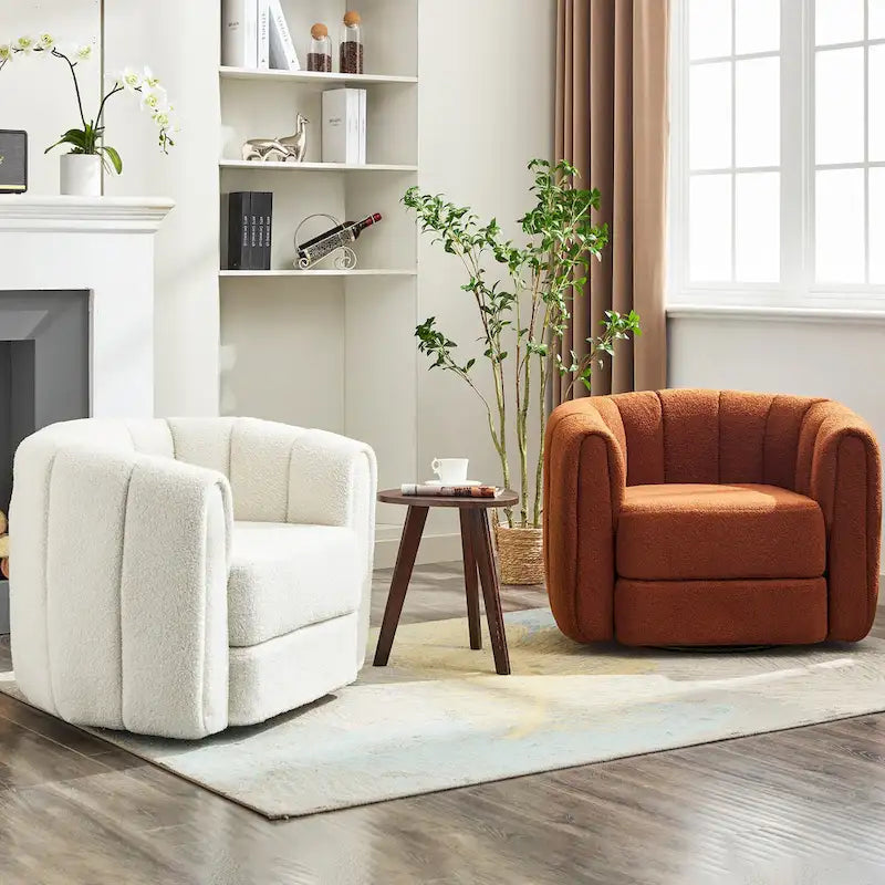 Fauteuil pivotant moderne rembourré en forme de tonneau