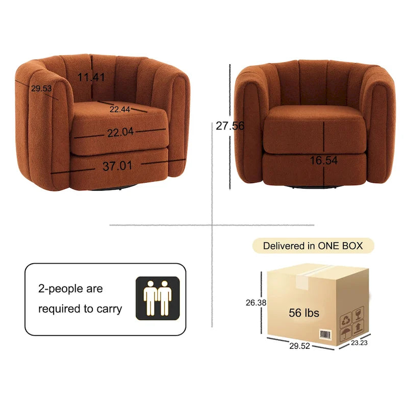 Fauteuil pivotant moderne rembourré en forme de tonneau