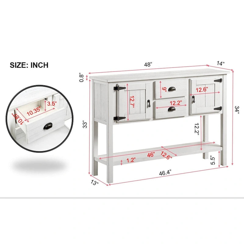 Console buffet 48 avec 2 tiroirs - Non disponible