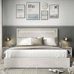 Furniture of America Jonnick Contemporary Washed White Panel Bed with LED Lighting