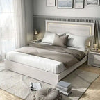 Lit Jonnick contemporain de Furniture of America, panneaux blancs délavés avec éclairage LED