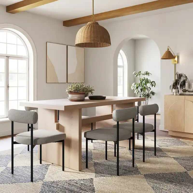 Table de salle à manger moderne Briggs pour 6 personnes, petite table rectangulaire avec pieds en bois massif