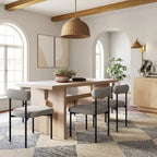 Table de salle à manger moderne Briggs pour 6 personnes, petite table rectangulaire avec pieds en bois massif