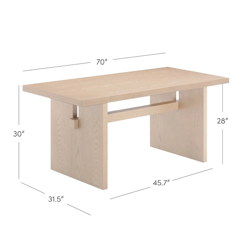 Table de salle à manger moderne Briggs pour 6 personnes, petite table rectangulaire avec pieds en bois massif