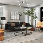 Tables basses gigognes en bois pour salon avec plateau en verre transparent - Lot de 2, gris - Roche River Decor