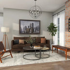 Tables basses gigognes en bois pour salon avec plateau en verre transparent - Lot de 2, gris - Roche River Decor