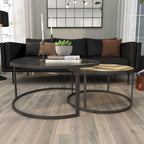 Tables basses gigognes en bois pour salon avec plateau en verre transparent - Lot de 2, gris - Roche River Decor