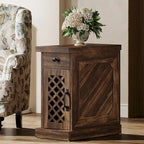 Table d'appoint en bois de 65 cm de haut, table de chevet pour chambre, brun rustique - 60 cm L x 30 cm l x 65 cm H