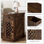 Table d'appoint en bois de 65 cm de haut, table de chevet pour chambre, brun rustique - 60 cm L x 30 cm l x 65 cm H