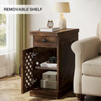 Table d'appoint en bois de 65 cm de haut, table de chevet pour chambre, brun rustique - 60 cm L x 30 cm l x 65 cm H