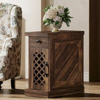 Table d'appoint en bois de 65 cm de haut, table de chevet pour chambre, brun rustique - 60 cm L x 30 cm l x 65 cm H