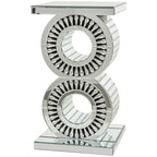 Table d'appoint d'appoint en verre miroir ornée de cristaux - Argent - Roche River Decor