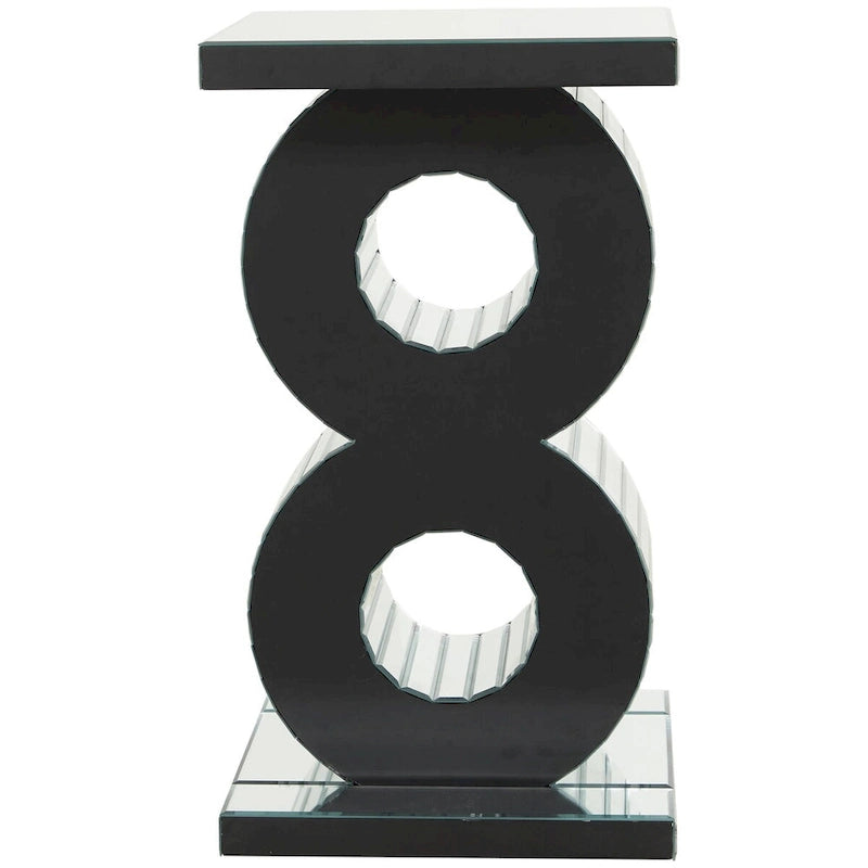 Table d'appoint d'appoint en verre miroir ornée de cristaux - Argent - Roche River Decor