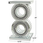 Table d'appoint d'appoint en verre miroir ornée de cristaux - Argent - Roche River Decor