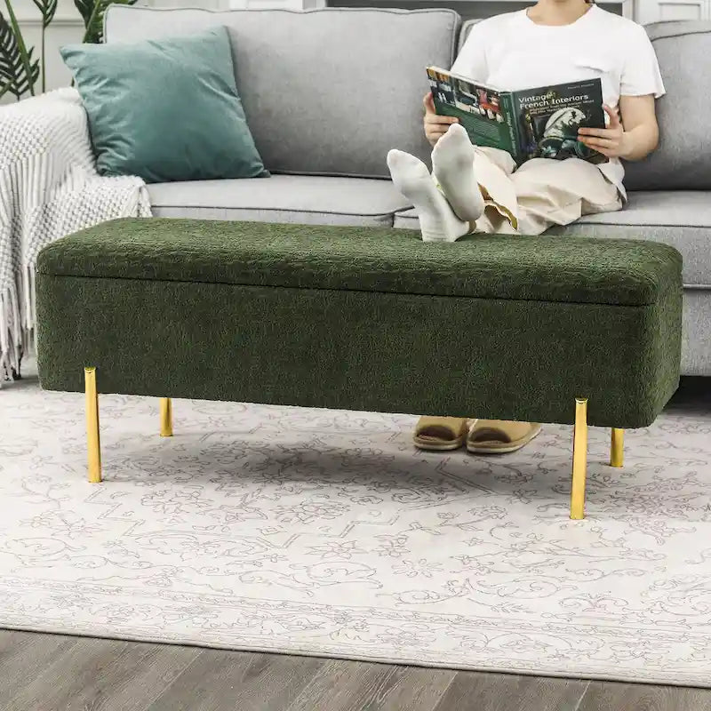 Banc coffre de rangement Adeco 47 pouces, banc de bout de lit rembourré