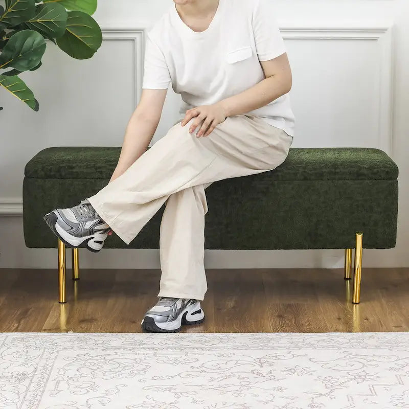 Banc coffre de rangement Adeco 47 pouces, banc de bout de lit rembourré