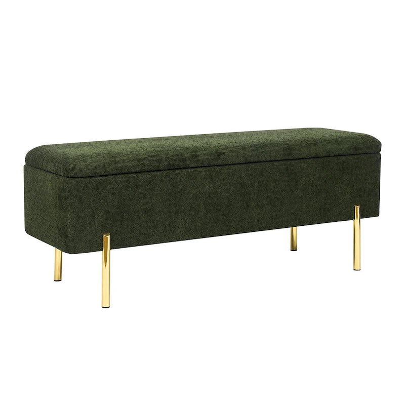 Banc coffre de rangement Adeco 47 pouces, banc de bout de lit rembourré