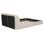 Lit plateforme rembourré Queen Size en tissu épais