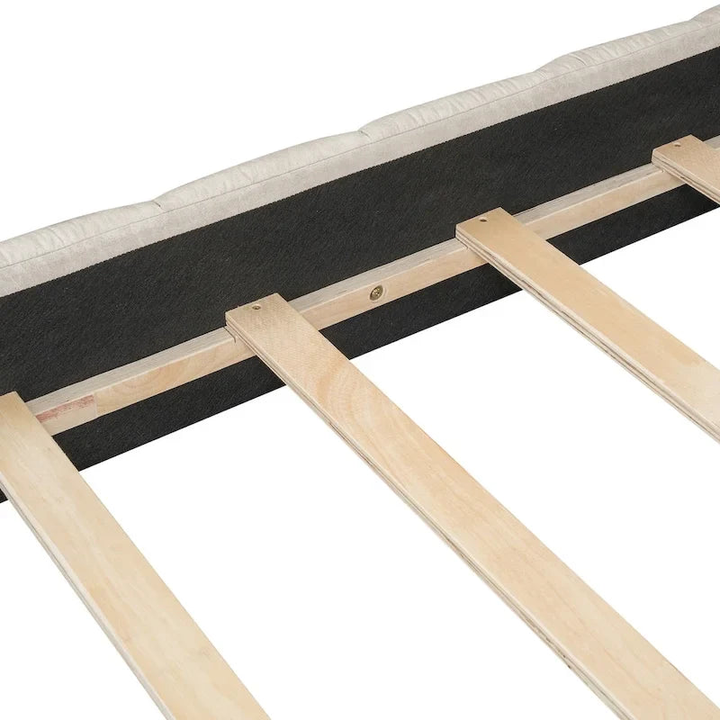 Lit plateforme rembourré Queen Size en tissu épais