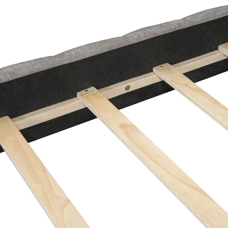 Lit plateforme rembourré Queen Size en tissu épais